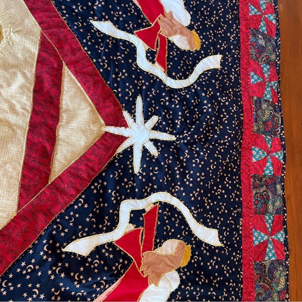 Handmade Nativity Scene Quilt Throw Christmas Holiday Decor Cotton Multicolor - Picture 7 of 12